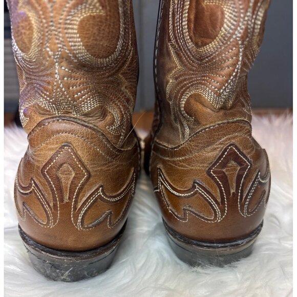 Laredo Mens Leather Cowboy Boots Tan Western Stitching Size 10EE - Picture 8 of 13